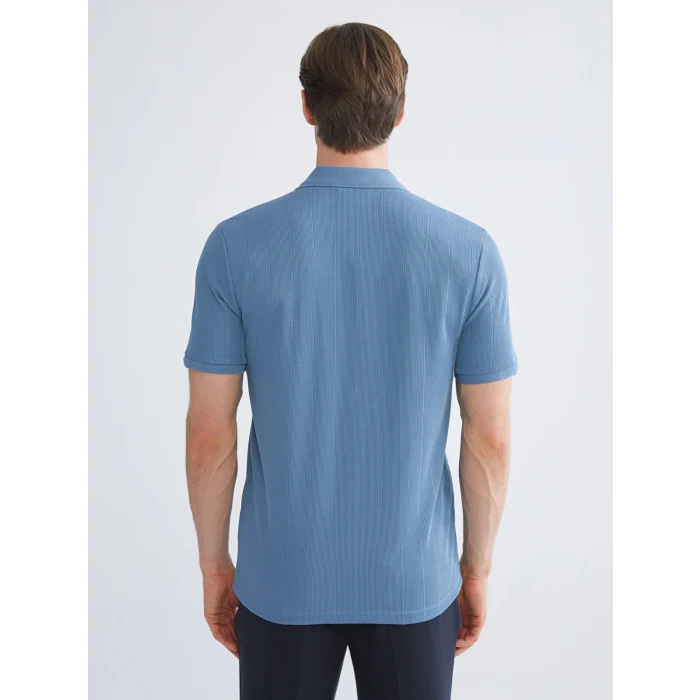 LCW Vision Mavi Polo Yaka Çizgili Erkek Tişört