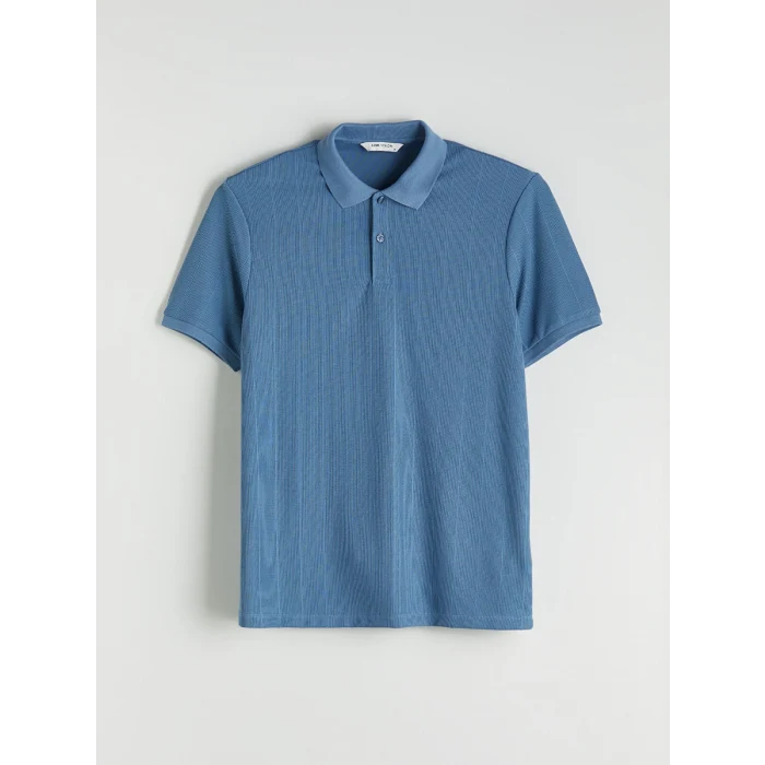 LCW Vision Mavi Polo Yaka Çizgili Erkek Tişört