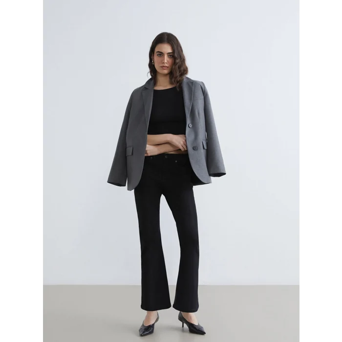 LCW Jeans Siyah Crop Flare Kadın Jean Pantolon