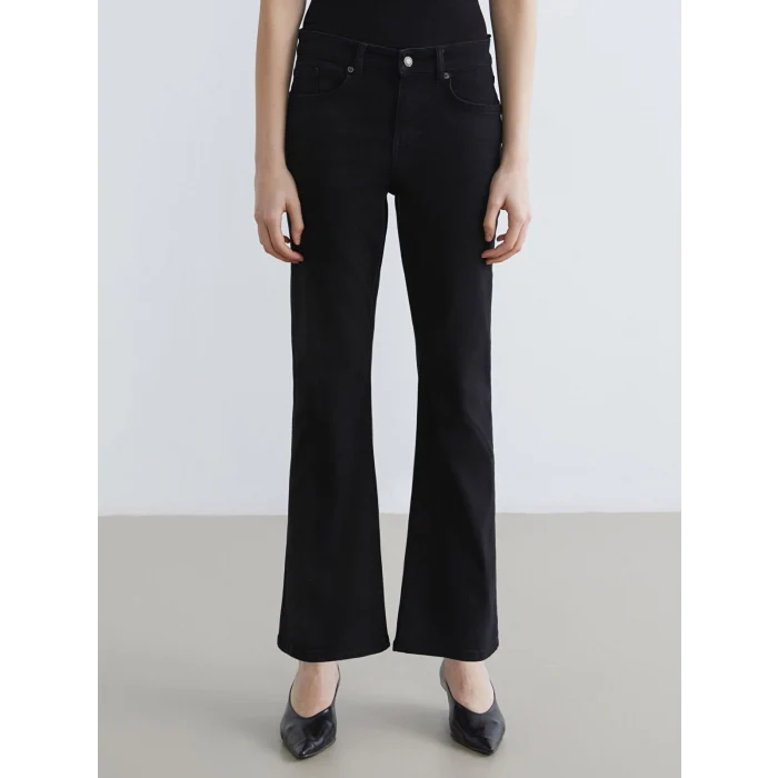 LCW Jeans Siyah Crop Flare Kadın Jean Pantolon