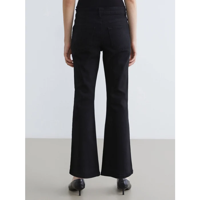 LCW Jeans Siyah Crop Flare Kadın Jean Pantolon