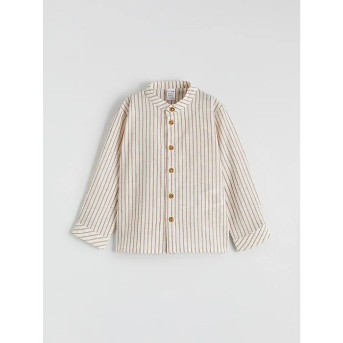 LCW baby Ekru Hakim Yaka Keten Karışımlı Erkek Bebek Gömlek ve Pantolon