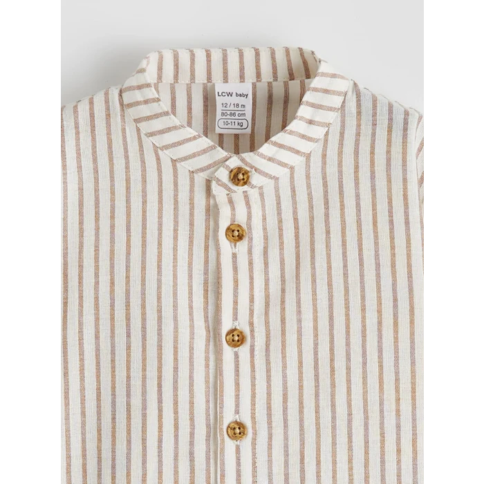 LCW baby Ekru Hakim Yaka Keten Karışımlı Erkek Bebek Gömlek ve Pantolon