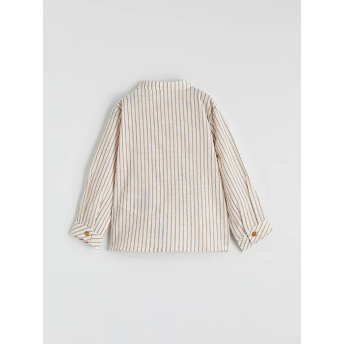 LCW baby Ekru Hakim Yaka Keten Karışımlı Erkek Bebek Gömlek ve Pantolon