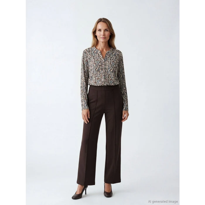 LCW Grace Bej Kaçık Yaka Desenli Bluz