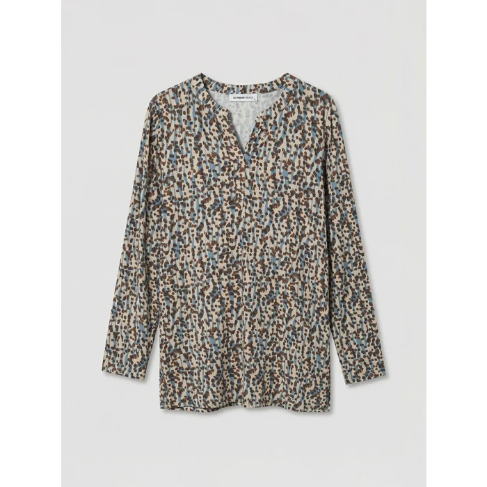 LCW Grace Bej Kaçık Yaka Desenli Bluz