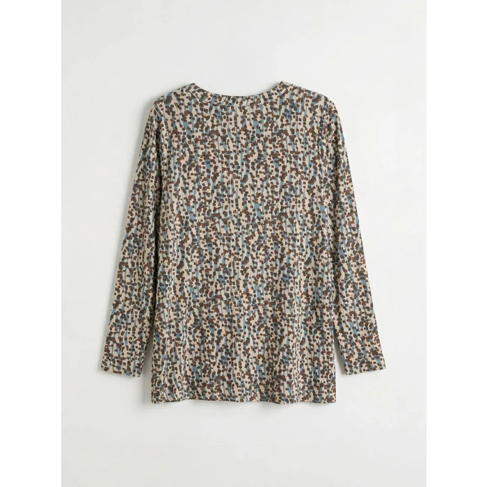 LCW Grace Bej Kaçık Yaka Desenli Bluz