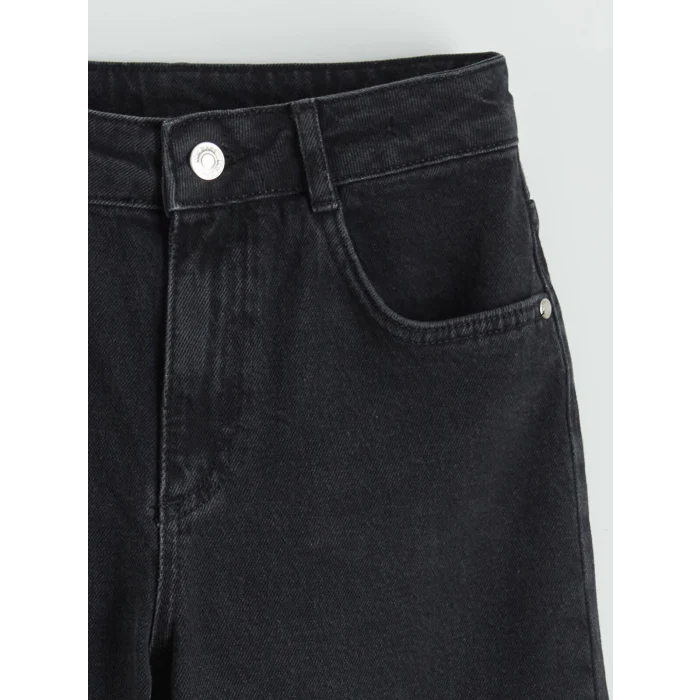 LCW Kids Siyah Wideleg Kız Çocuk Jean Pantolon