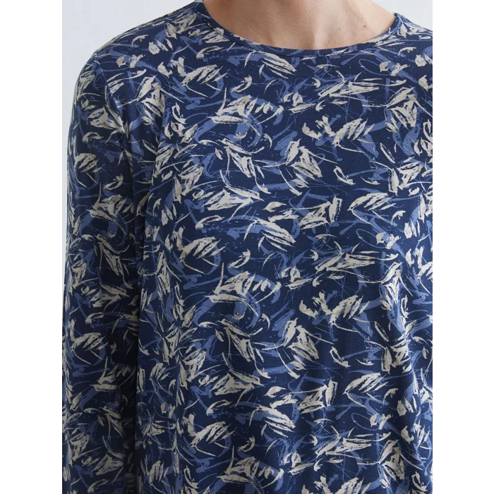 LCW Grace Lacivert Bisiklet Yaka Desenli Bluz