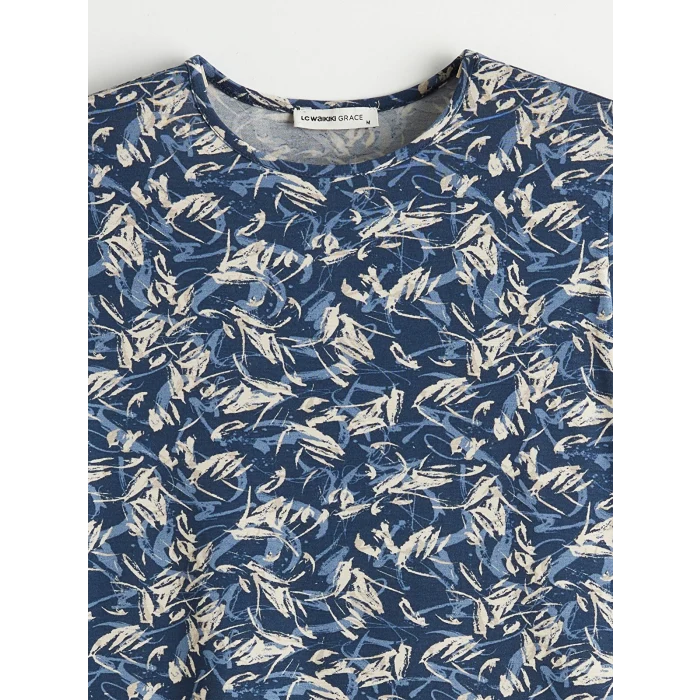 LCW Grace Lacivert Bisiklet Yaka Desenli Bluz