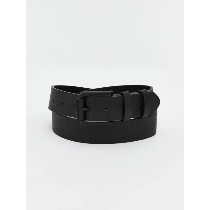 LCW ACCESSORIES Siyah Deri Görünümlü Erkek Kemer