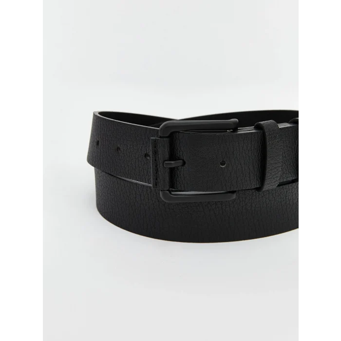 LCW ACCESSORIES Siyah Deri Görünümlü Erkek Kemer