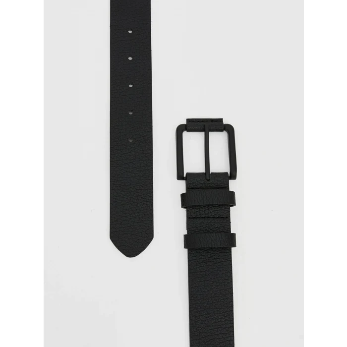 LCW ACCESSORIES Siyah Deri Görünümlü Erkek Kemer