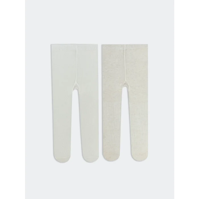 LCW baby Ekru Kız Bebek Külotlu Çorap 2li