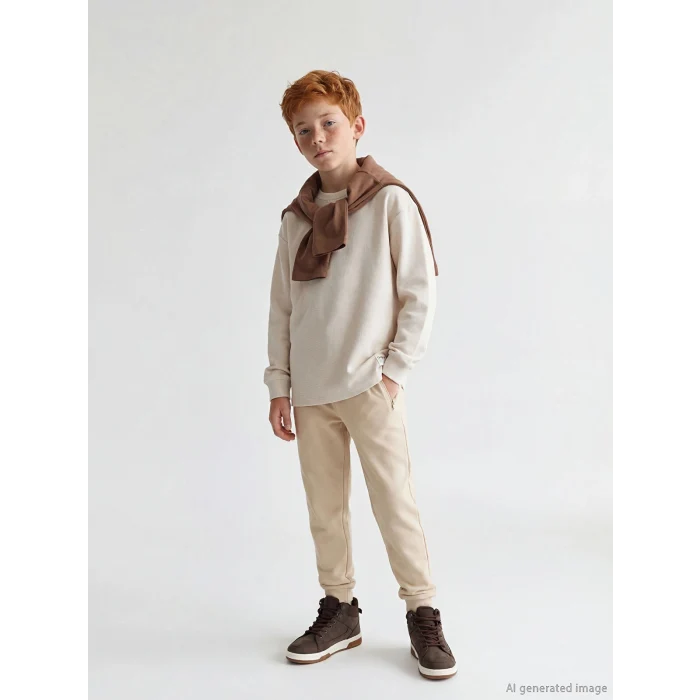 LCW Kids Bej Beli Lastikli Erkek Çocuk Jogger Eşofman Altı