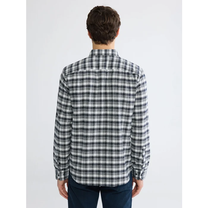 LCWAIKIKI Classic Gri Regular Fit Ekose Gabardin Erkek Gömlek