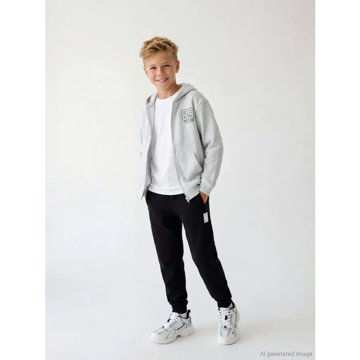 LCW Kids Siyah Beli Lastikli Erkek Çocuk Jogger Eşofman Altı