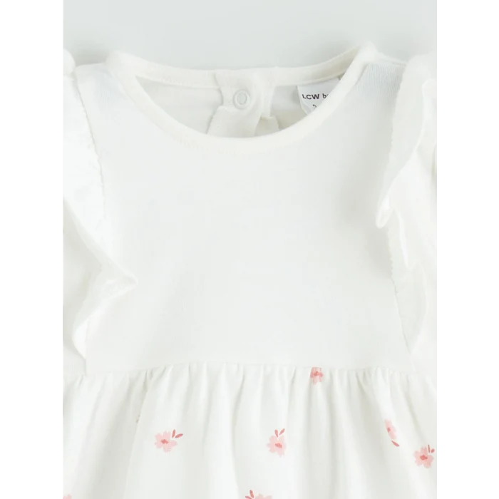 LCW baby Ekru Çiçekli Kız Bebek Bluz ve Tayt