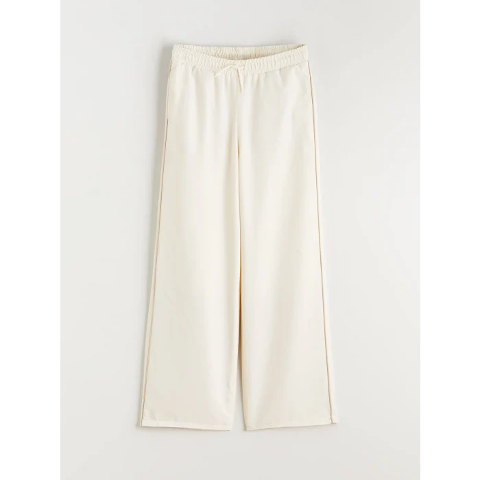 LCW Kids Ekru Beli Lastikli Kız Çocuk Pantolon