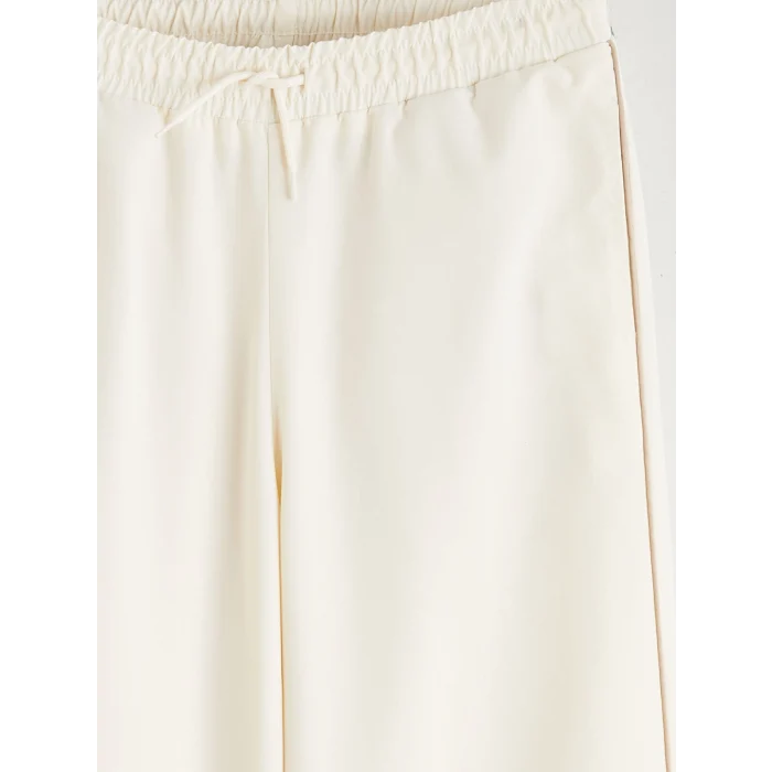 LCW Kids Ekru Beli Lastikli Kız Çocuk Pantolon