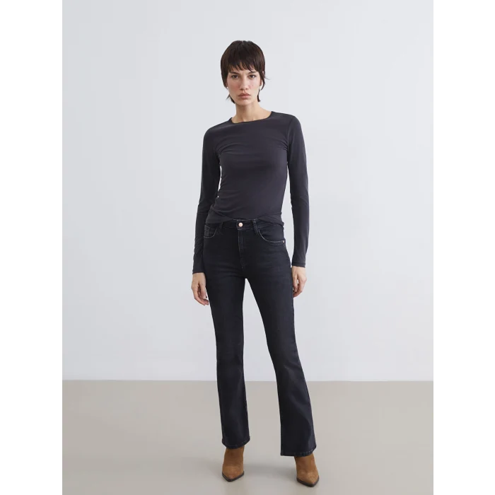 LCW Jeans Siyah Flare Kadın Jean Pantolon