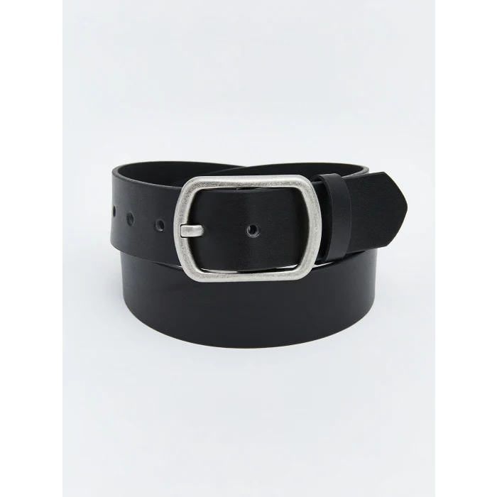 LCW ACCESSORIES Siyah Deri Görünümlü Erkek Kemer