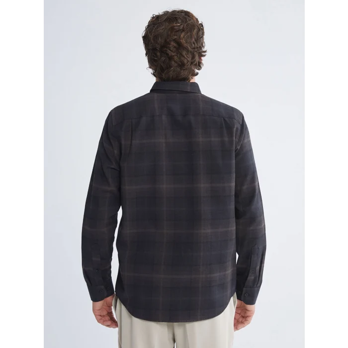 LCWAIKIKI Classic Bej Regular Fit Uzun Kollu Ekose Gabardin Erkek Gömlek