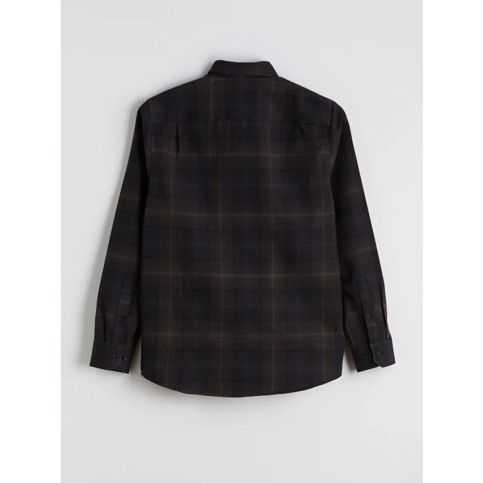 LCWAIKIKI Classic Bej Regular Fit Uzun Kollu Ekose Gabardin Erkek Gömlek