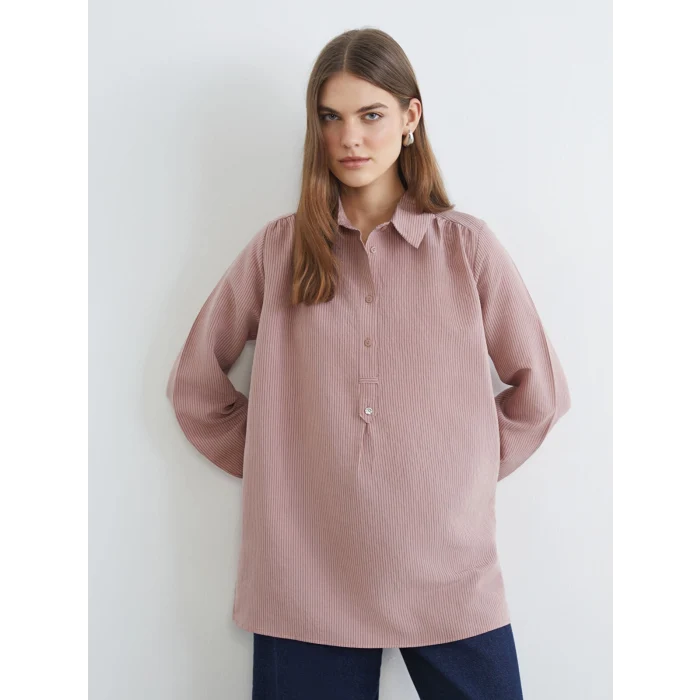 LCWAIKIKI Classic Pembe Modal Karışımlı Oversize Kadın Gömlek Tunik