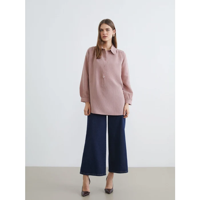 LCWAIKIKI Classic Pembe Modal Karışımlı Oversize Kadın Gömlek Tunik