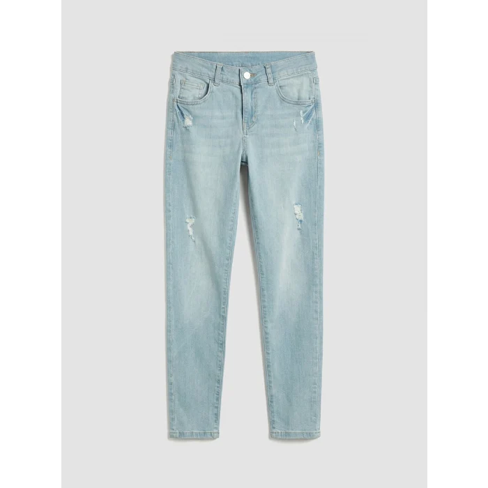 LCW Kids İndigo Yırtık Detaylı Süper Skinny Fit Erkek Çocuk Jean