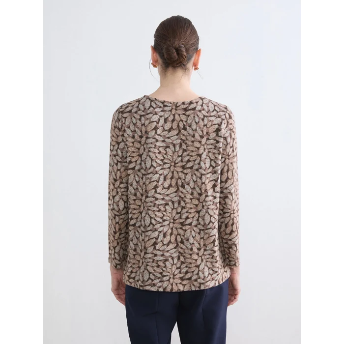 LCW Grace Bej Bisiklet Yaka Desenli Bluz