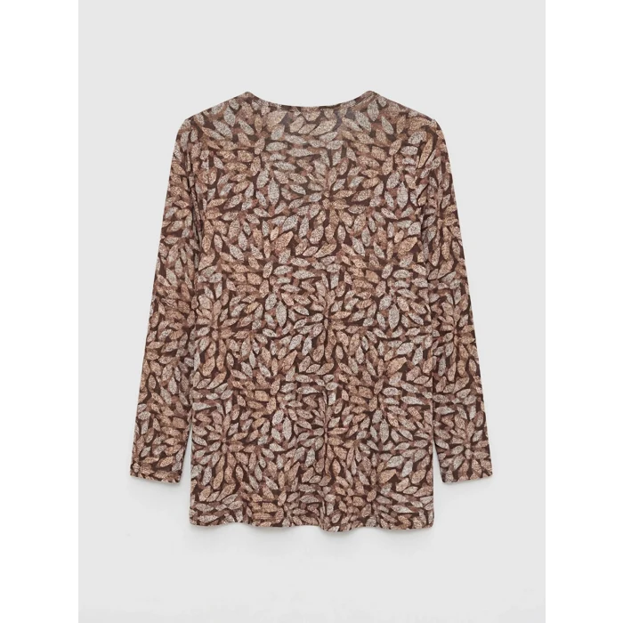 LCW Grace Bej Bisiklet Yaka Desenli Bluz
