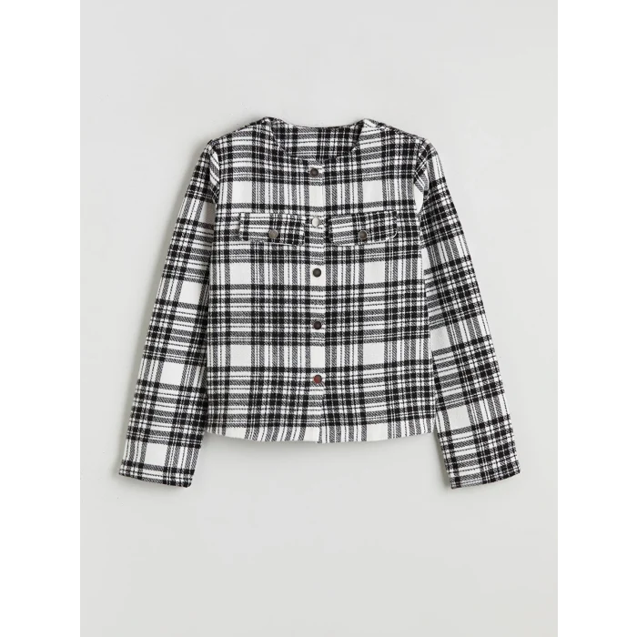 LCW Kids Ekru Ekose Kız Çocuk Tüvit Gömlek