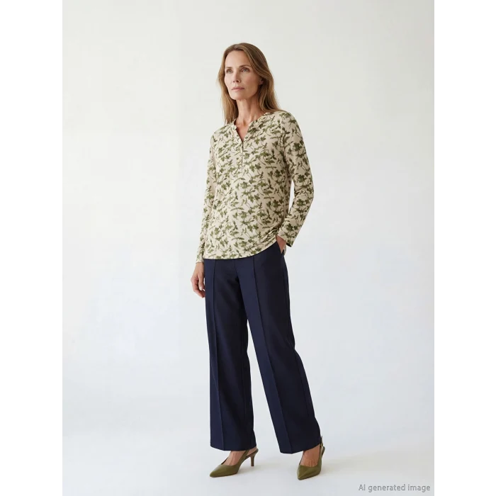 LCW Grace Yeşil Kaçık Yaka Çiçekli Bluz