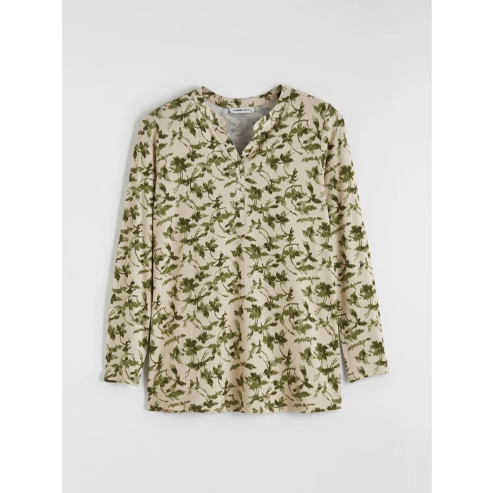 LCW Grace Yeşil Kaçık Yaka Çiçekli Bluz