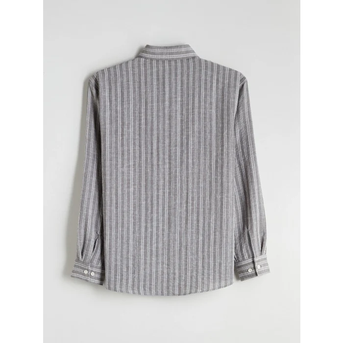 XSIDE Haki Regular Fit Çizgili Erkek Gömlek