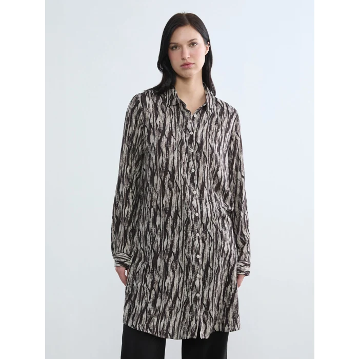 LCW Grace Kahverengi Desenli Kadın Gömlek Tunik