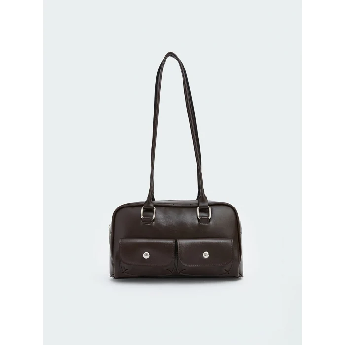 LCW ACCESSORIES Kahverengi Deri Görünümlü Kadın Baget Çanta