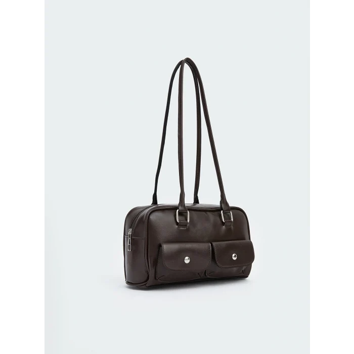 LCW ACCESSORIES Kahverengi Deri Görünümlü Kadın Baget Çanta