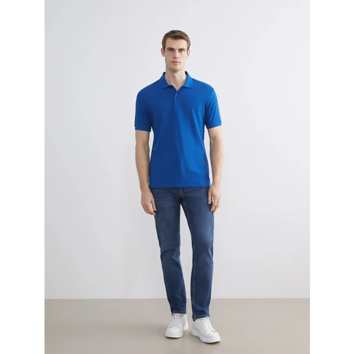 LCWAIKIKI Classic Mavi Polo Yaka Kısa Kollu Pike Erkek Tişört