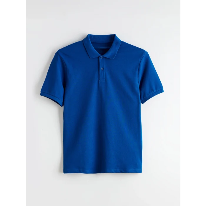 LCWAIKIKI Classic Mavi Polo Yaka Kısa Kollu Pike Erkek Tişört