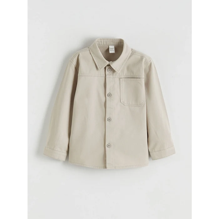 LCW Kids Gri Erkek Çocuk Tişörtlü Gabardin Gömlek ve Pantolon