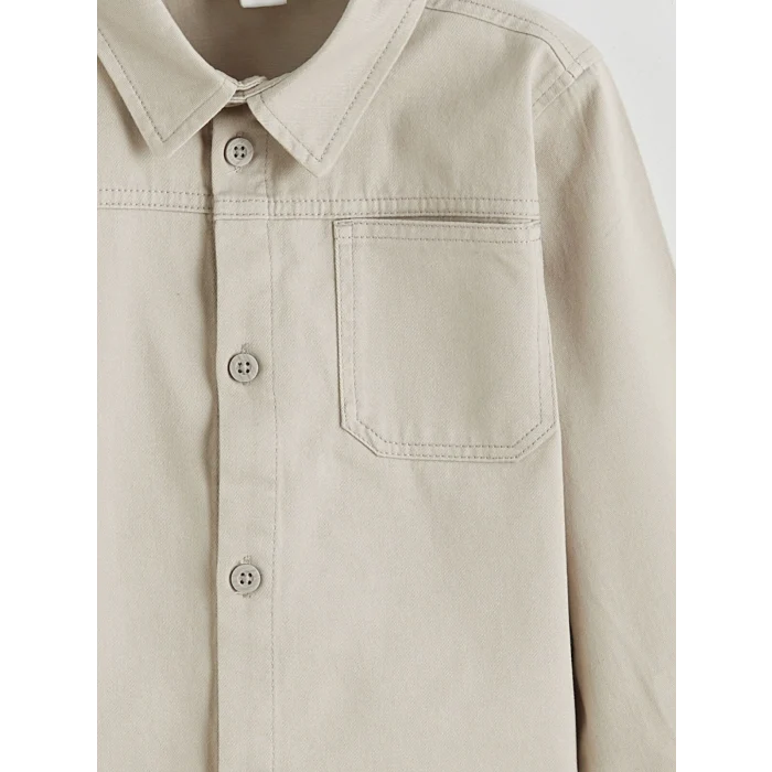 LCW Kids Gri Erkek Çocuk Tişörtlü Gabardin Gömlek ve Pantolon