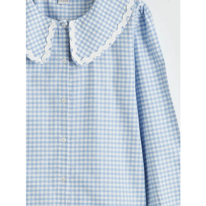 LCW Kids Mavi Ekose Kız Çocuk Gömlek