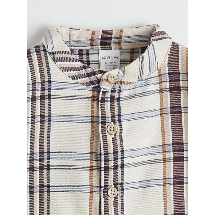 LCW baby Kahverengi Hakim Yaka Erkek Bebek Gömlek ve Pantolon