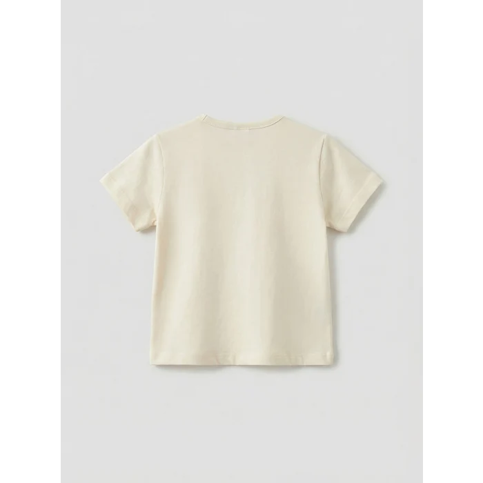 LCW baby Ekru Erkek Bebek Keten Görünümlü Tişört ve Pantolon