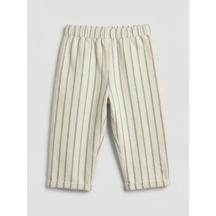 LCW baby Ekru Erkek Bebek Keten Görünümlü Tişört ve Pantolon