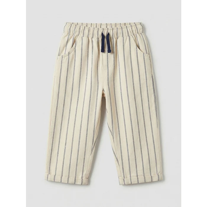 LCW baby Ekru Erkek Bebek Keten Görünümlü Tişört ve Pantolon