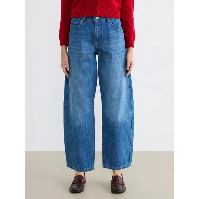 LCW Jeans İndigo Barrel Fit Kadın Jean Pantolon